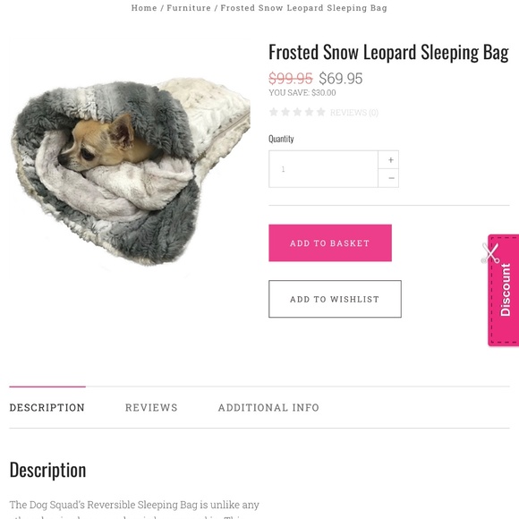 NWT THE DOG SQUAD Sleeping Bag, Reversible Frosted Snow Leopard - Picture 4 of 6